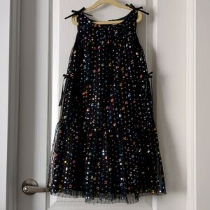 ZARA Girls Colorful Black Tulle Sequin Bow Dress 9
